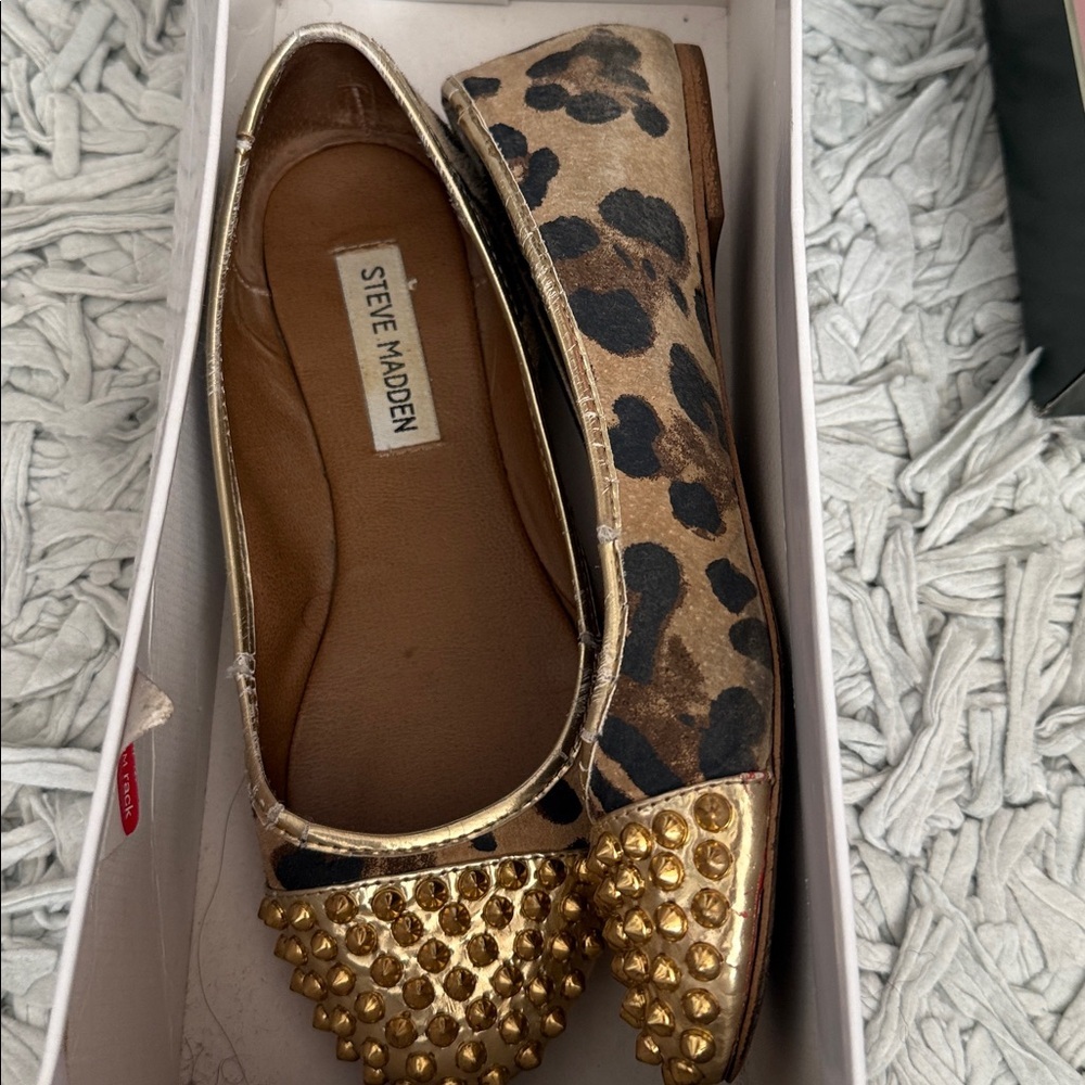 Steve Madden Gold and Black Studded Loafers - Picture 3 of 3